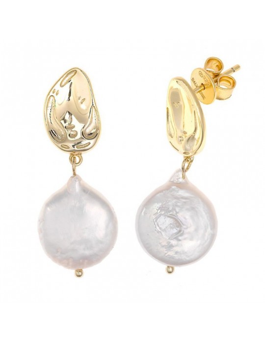 Salvatore Plata Earrings - Helenica - Golden - Baroque Pearls - 164A0081