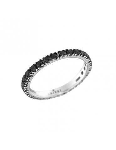 Veretta Crieri Ring - Aeterna in 18K White Gold with 0.27 ct Black Diamonds - Size 19 - 0