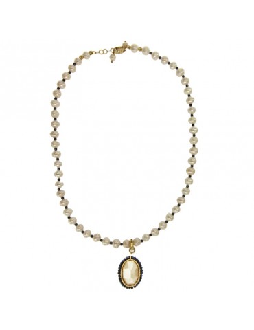 Collana Sikè - in Argento 925% Dorato -  Perle - Zirconi - SW110