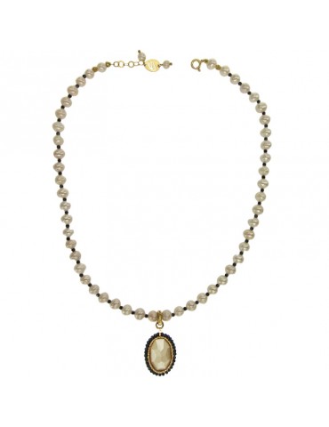 Collana Sikè - in Argento 925% Dorato -  Perle - Zirconi - SW110 2