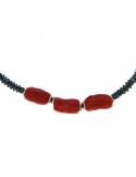 Bracciale Giadan - in Argento 925% -Ematite Verde-Corallo Rosso-B2RG75