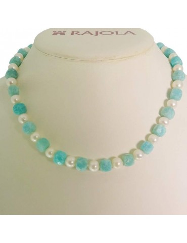 Collana Rajola - Rubik - Girocollo - Perle Bianche - Amazzonite-544414