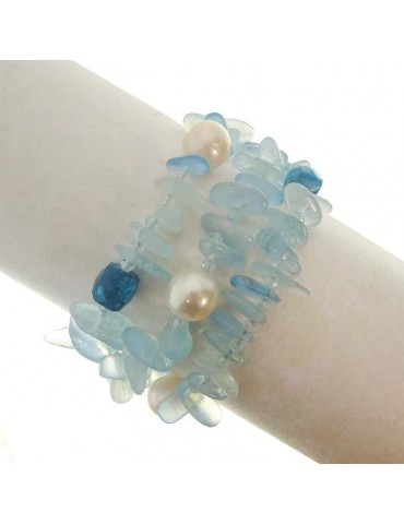 Rajola bracelet - Shark - Multistrand - Aquamarine - Pearls - 54476118