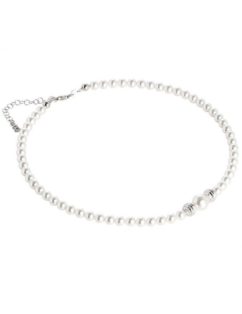 Boccadamo Necklace - Pearls - 925% Silver - Pearls - Diamond Spheres - GR649