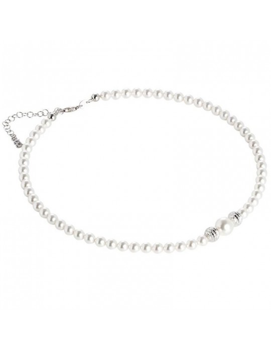 Boccadamo Necklace - Pearls - 925% Silver - Pearls - Diamond Spheres - GR649