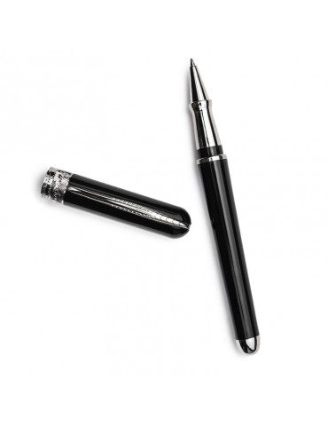 Pineider Rollerball Pen - Avatar UR Marble in Ultraresina - Graphene Black - 0 2
