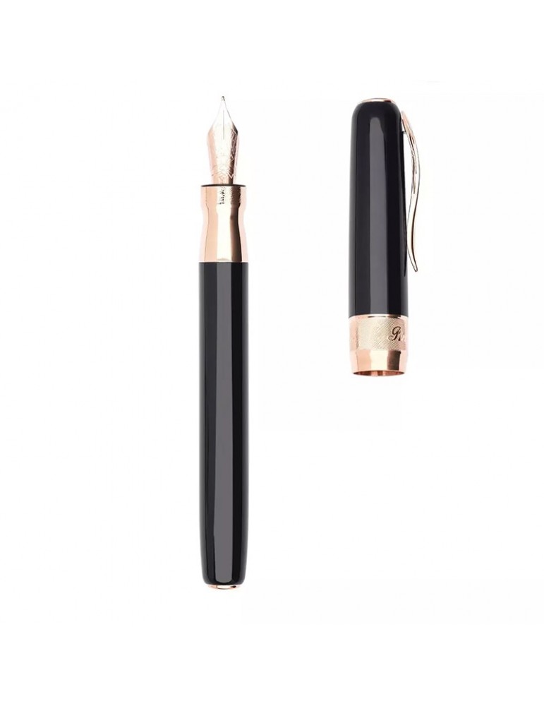 Pineider Fountain Pen - Classic Rose Gold - Black - 0