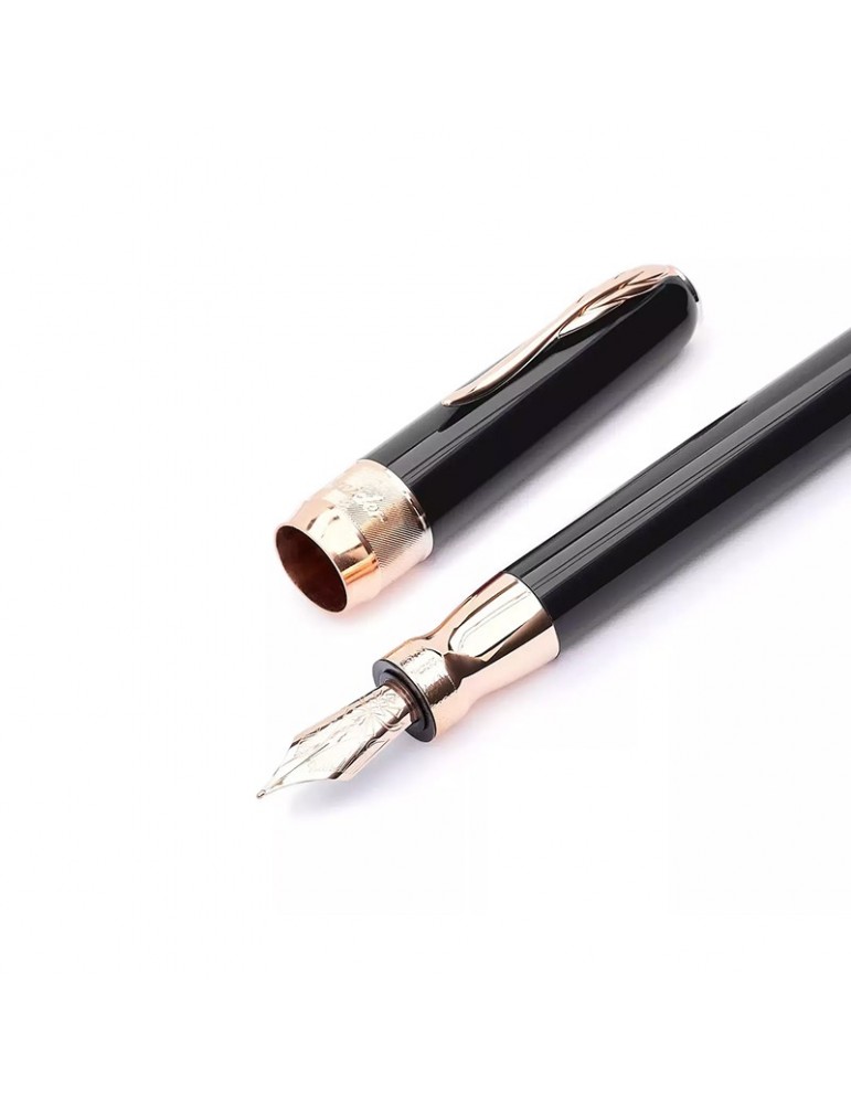 Pineider Fountain Pen - Classic Rose Gold - Black - 0