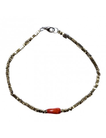 Giadan Bracelet - 925% Silver - Hematite Gold - Red Coral -B6RG55 2