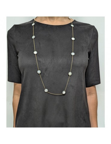 Sikè Necklace-in 925% Gold Plated Silver-Hematite-Mother of Pearl-ART613 2