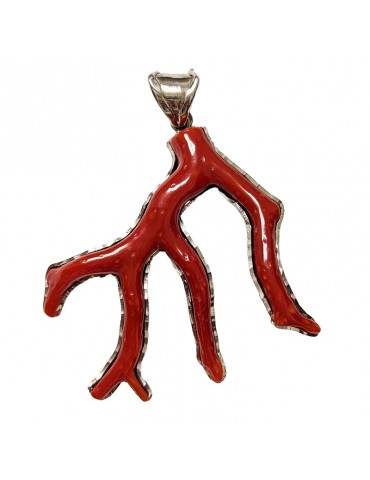 Della Rovere Pendant - in 925% Silver - Red Coral - DR275