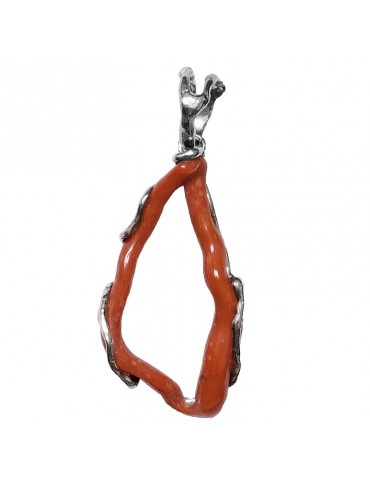 Ciondolo Della Rovere - in Argento 925% - Ovale - Corallo Rosso -DR193