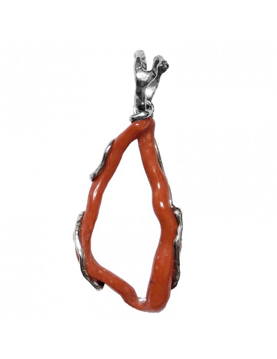 Ciondolo Della Rovere - in Argento 925% - Ovale - Corallo Rosso -DR193
