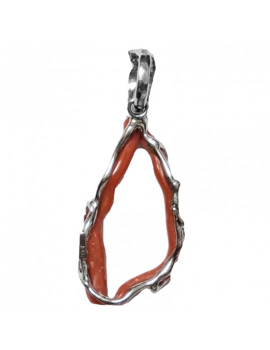 Ciondolo Della Rovere - in Argento 925% - Ovale - Corallo Rosso -DR193