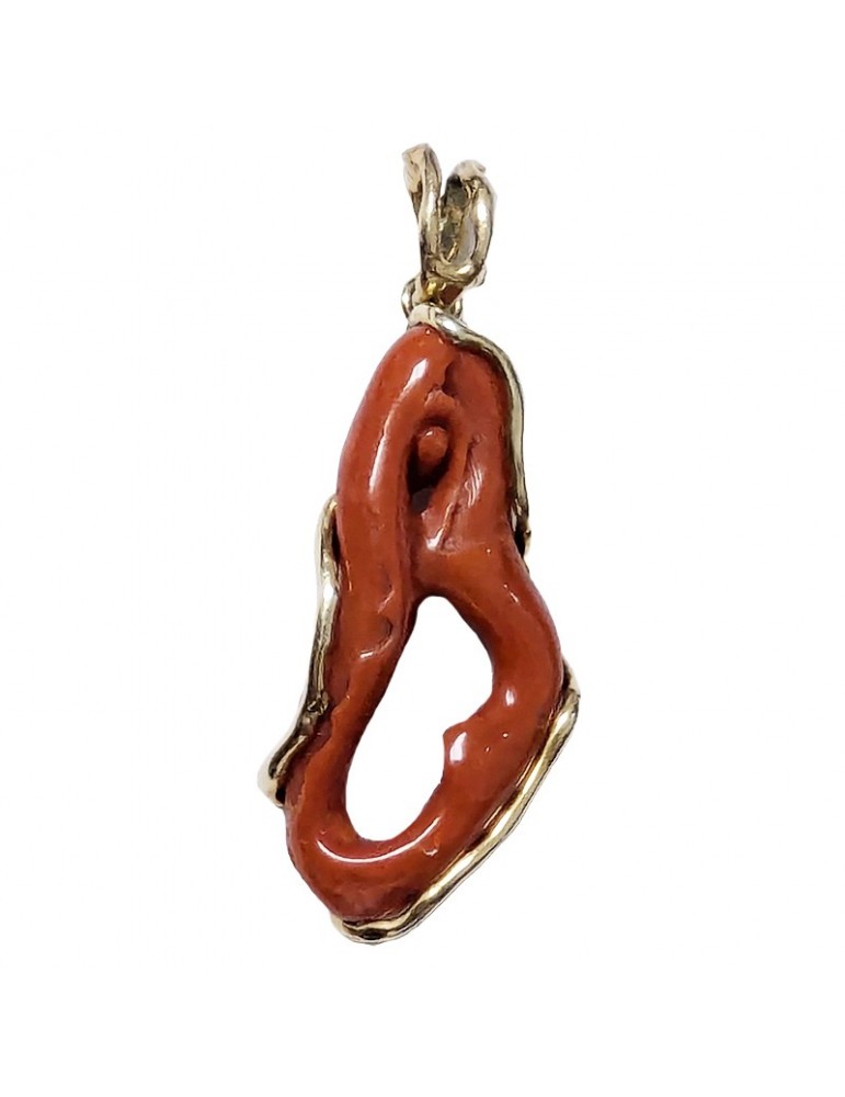 Della Rovere Pendant - in 925% Gold Plated Silver - Red Coral - DR194
