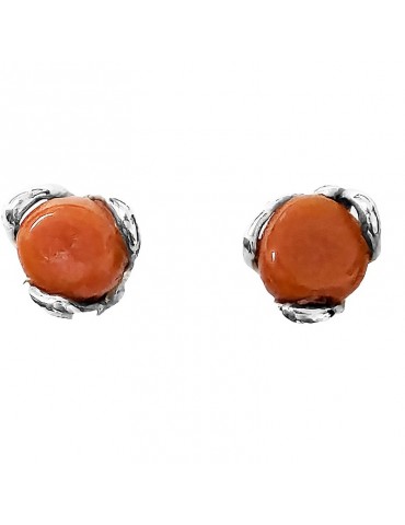 Della Rovere Earrings - Lobe - 925% Silver - Red Coral - DR05