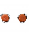 Della Rovere Earrings - Lobe - 925% Silver - Red Coral - DR05