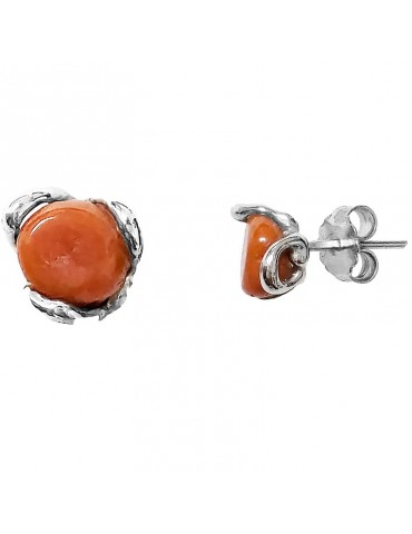 Della Rovere Earrings - Lobe - 925% Silver - Red Coral - DR05 2