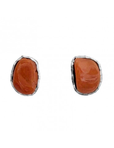 Della Rovere Earrings - Lobe - 925% Silver - Red Coral - DR224