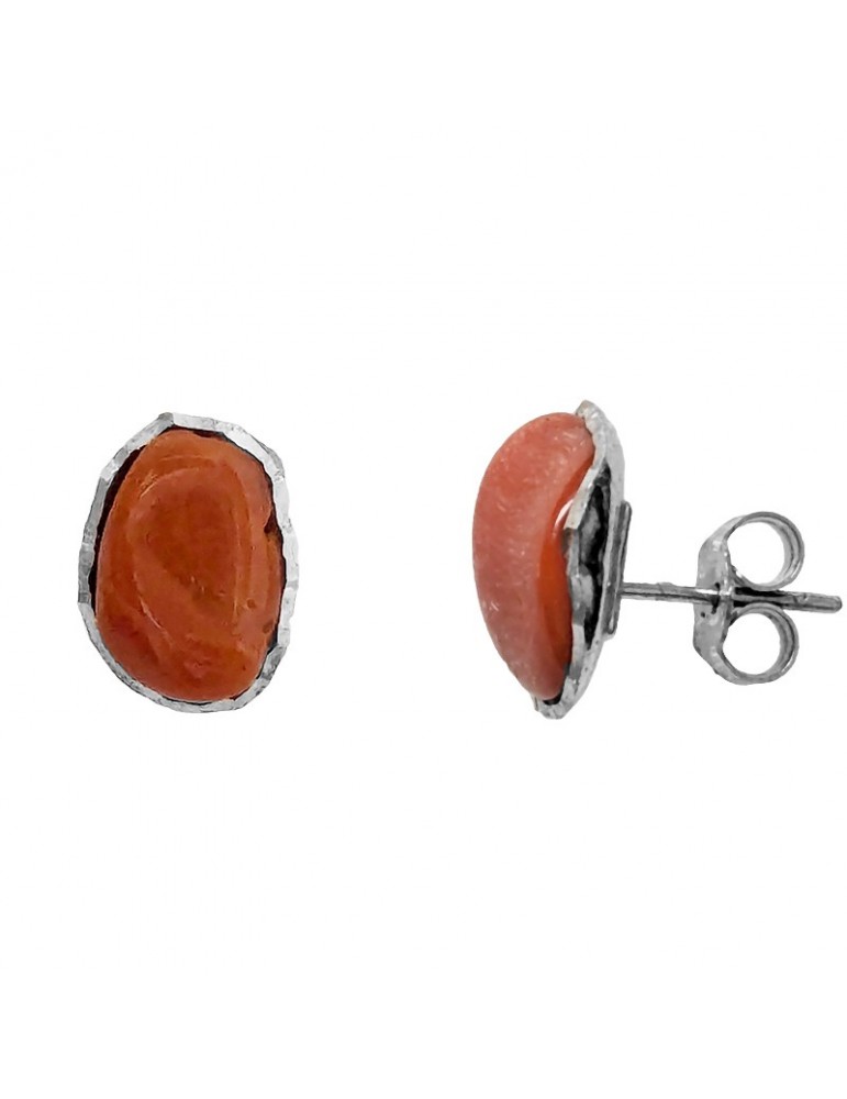 Orecchini Della Rovere - a Lobo - Argento 925% - Corallo Rosso - DR224