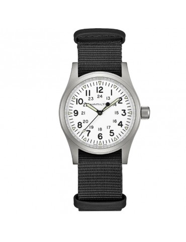 Hamilton Men's Watch - Khaki Field Mechanical 38mm White Black - NATO Strap - 0