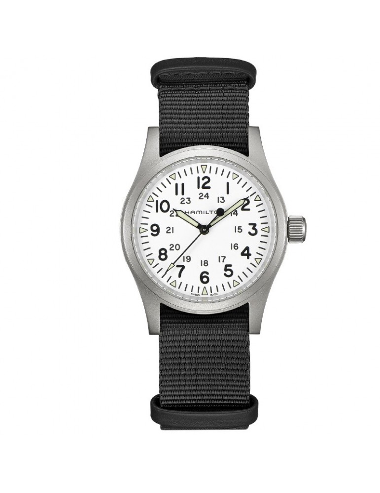 Orologio Hamilton Uomo - Khaki Field Mechanical 38mm Bianco Nero - Cinturino NATO - H69439910