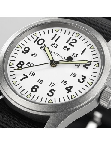 Hamilton Men's Watch - Khaki Field Mechanical 38mm White Black - NATO Strap - 0 2
