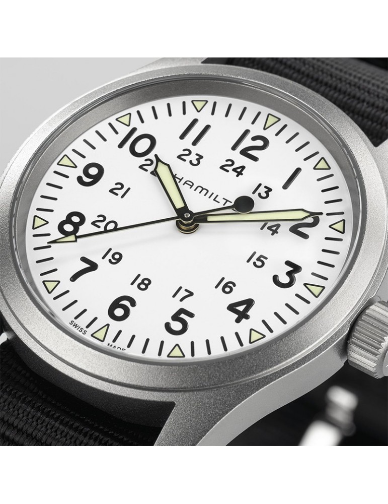 Hamilton Men's Watch - Khaki Field Mechanical 38mm White Black - NATO Strap - 0