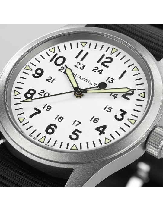 Orologio Hamilton Uomo - Khaki Field Mechanical 38mm Bianco Nero - Cinturino NATO - H69439910