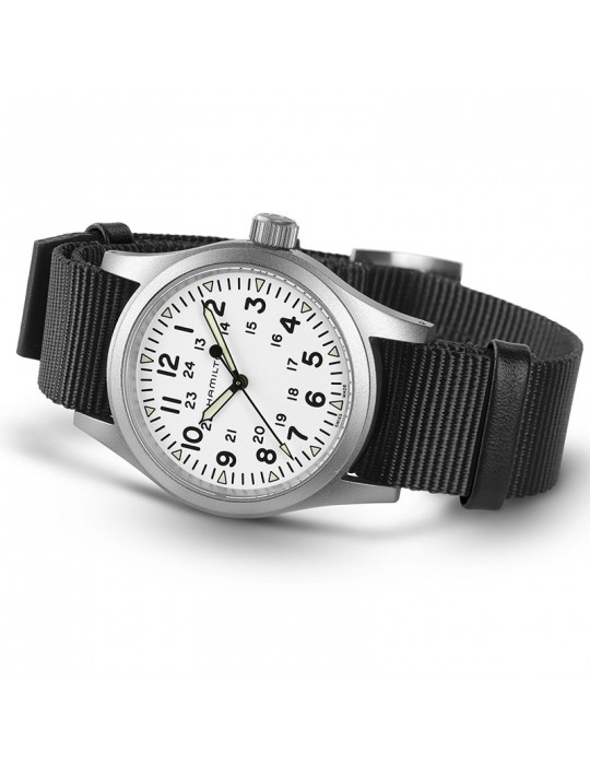 Orologio Hamilton Uomo - Khaki Field Mechanical 38mm Bianco Nero - Cinturino NATO - H69439910
