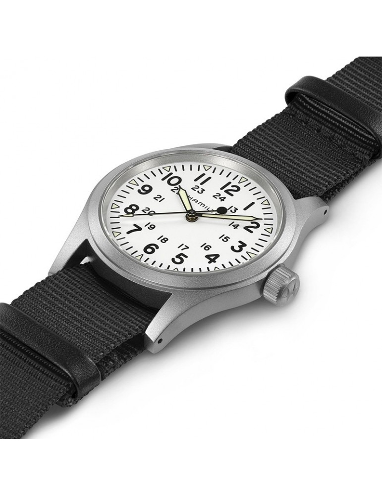 Orologio Hamilton Uomo - Khaki Field Mechanical 38mm Bianco Nero - Cinturino NATO - H69439910