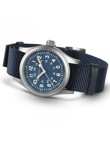 Hamilton Men's Watch - Khaki Field Mechanical 38mm Blue - NATO Strap - 0 2