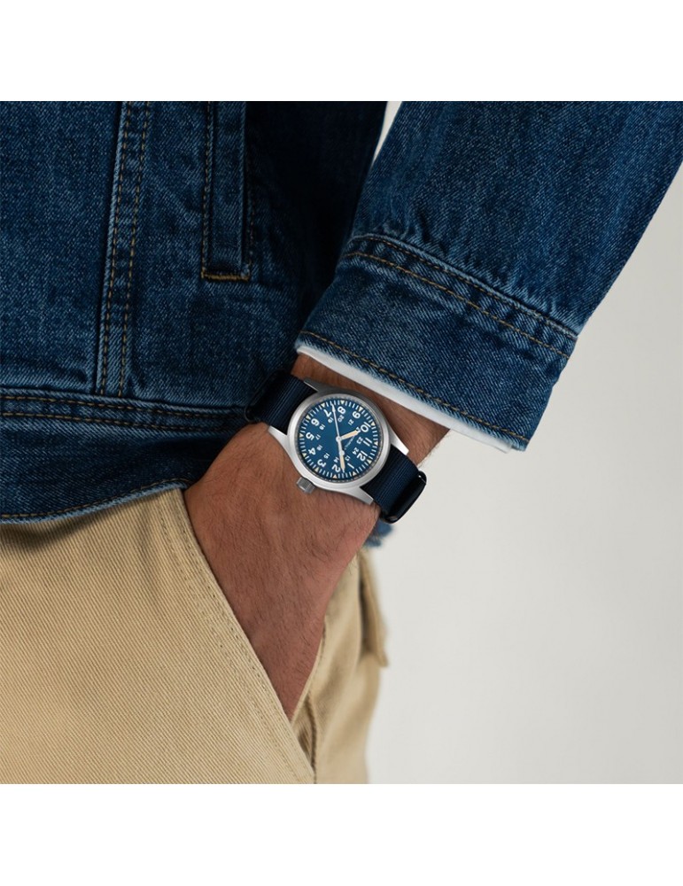 Orologio Hamilton Uomo - Khaki Field Mechanical 38mm Blu - Cinturino NATO - H69439940