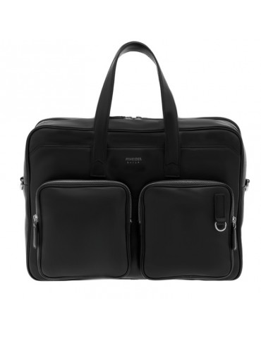 Pineider Double Pocket Briefcase - Daily 23-2 in Black Smooth Calfskin - 0 2