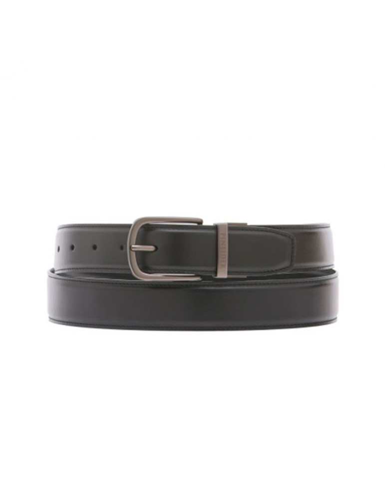 Cintura Pineider Uomo - Daily 23 Reversibile in Pelle Nera-Marrone con Fibbia a Ferro di Cavallo - 0