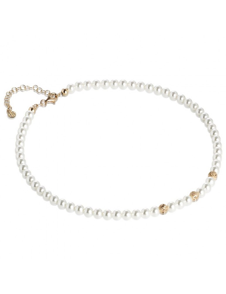 Boccadamo Necklace - 925% Gold Plated Silver - 6mm Pearls - GR650D