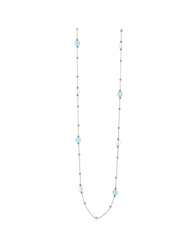 Lelune Glamor Necklace - 925% Rosé Silver - Blue Jade - LGNK5171