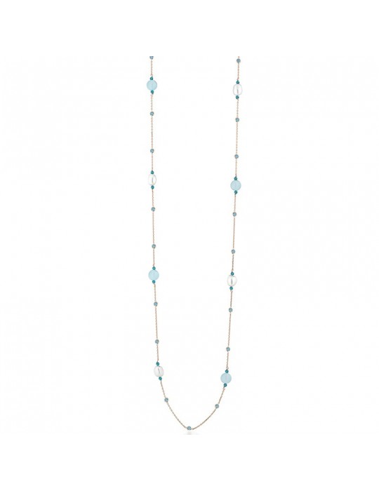 Lelune Glamor Necklace - 925% Rosé Silver - Blue Jade - LGNK5171