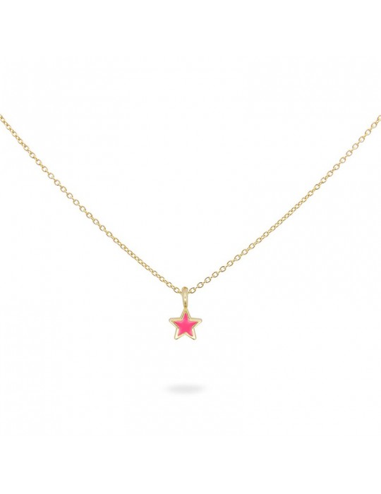 Rue Des Mille Necklace - Colorfun - Gold - Pink Star - GR0231STEROAU Rue Des Mille Necklace - Colorfun - Gold - Pink Star - GR0231STEROAU