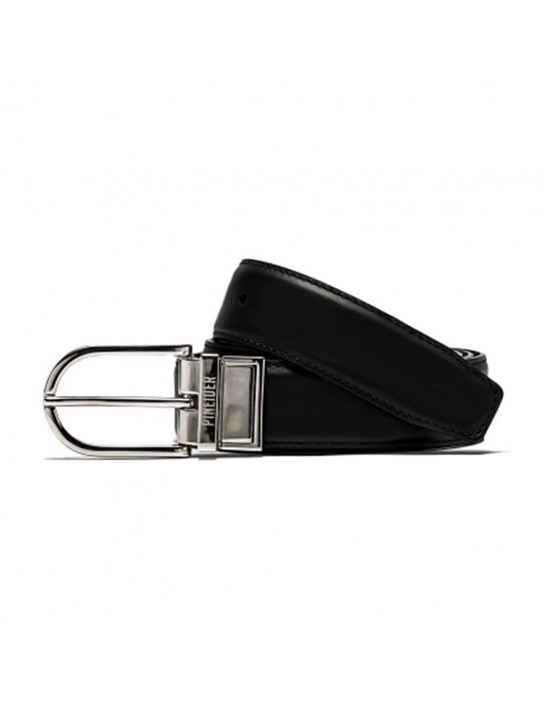Cintura Pineider Uomo - Daily 23 Reversibile in Pelle Nera-Marrone con Fibbia Ovale - PSS722059