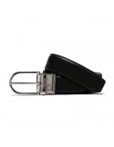 Pineider Men's Belt - Daily 23 Reversible in Black-Brown Leather with Oval Buckle - 0