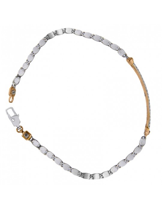 Zancan Bracelet-Insignia Gold-Central Plate-White Diamonds-EB485BR