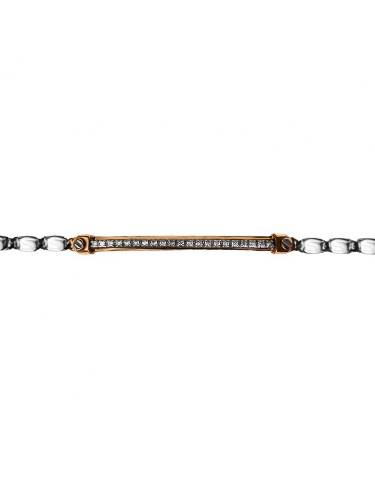 Zancan Bracelet-Insignia Gold-Central Plate-White Diamonds-EB485BR