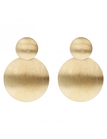 Etruscan Earrings - Elba - Golden Pendants - Satin Disc - WSET00318YG