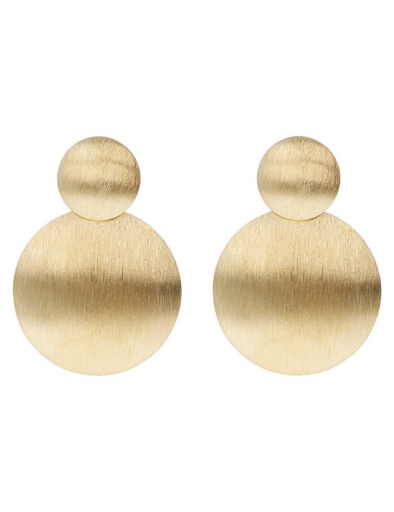 Etruscan Earrings - Elba - Golden Pendants - Satin Disc - WSET00318YG
