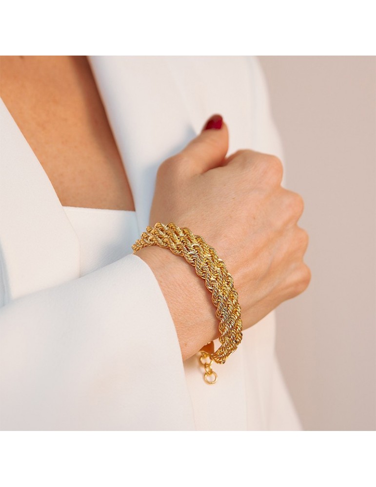 Bracciale Etrusca-Itaca-Multifilo Dorato-Maxi Catena Corda-WSET00763.YG