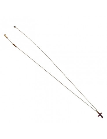Zancan Necklace-Insigna-Gold-18 kt White Gold-Cross and Rubies-UC031BR-R 2