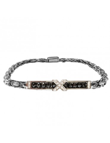 Zancan Bracelet - 18K White Gold - Cross - Black Diamonds-EB254B