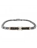 Zancan Bracelet - 18K White Gold - Cross - Black Diamonds-EB254B