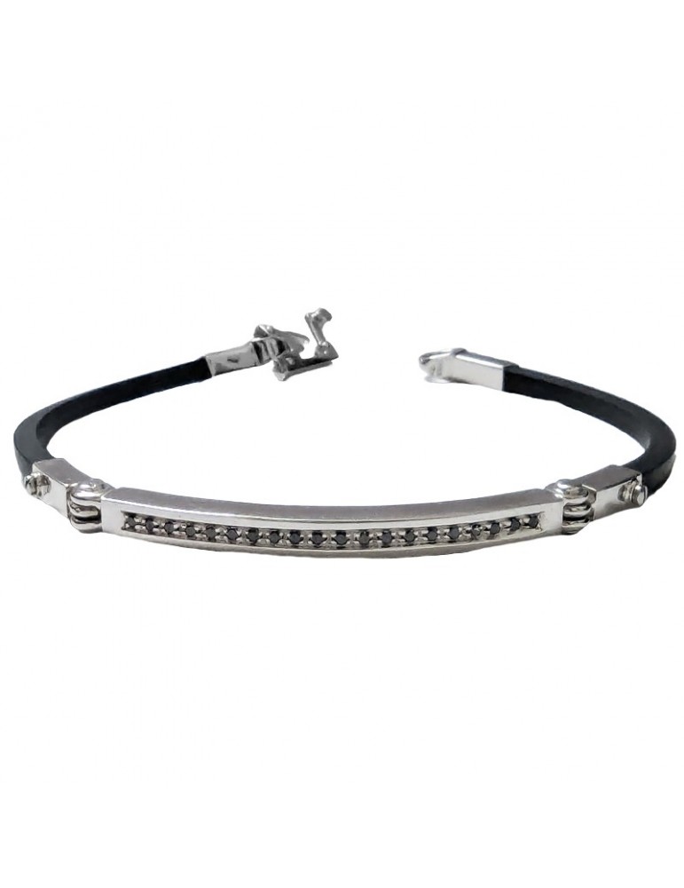 Bracciale Arkano-Caucciù-Oro Bianco 18 Carati-Diamanti Neri-ASC1048B